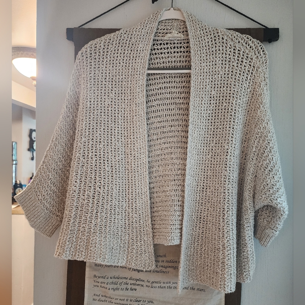 Eileen Fisher Cream Open-Knit Cardigan